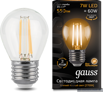   Gauss LED Filament Globe E27 7W