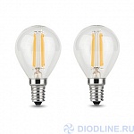 Лампа Filament Шар E14 5W (2 лампы в упаковке)